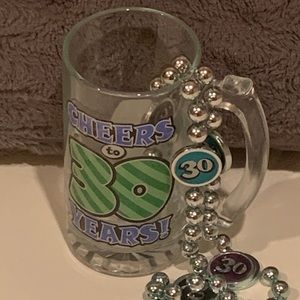 Party City glass mug and necklace